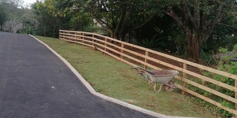 Post and rail timber fencing installed by Durban Poles in Ballito